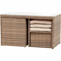 Merxx Tischgruppe Merano 5-tlg. Inkl. Kissen, Savannagrau -Zipper Geschäft 1436326001 prod 004