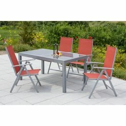 Merxx Tischgruppe Amalfi, 5-tlg Terracotta, Tisch 120/180 X 90 Cm