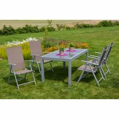 Merxx Tischgruppe Amalfi, 5-tlg Taupe, Tisch 120/180 X 90 Cm