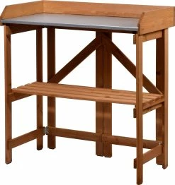 Dobar 29053 Zusammenklappbarer Pflanztisch Aus Kiefernholz, 85 X 44 X 89 Cm