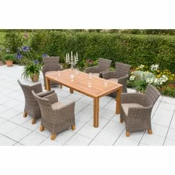 Merxx Loungegruppe Toskana Mit Doppelauszugstisch 13tlg. Natur