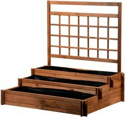 Dobar 58185FSC 3-Etagen-Hochbeet, 110x88x115 Cm, Inkl. Rankgitter