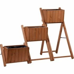 Dobar 29251e Ausklappbare Pflanztreppe Mit 3 Pflanzkästen, Braun, Kiefer -Zipper Geschäft 1938099000 prod 003