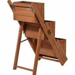Dobar 29251e Ausklappbare Pflanztreppe Mit 3 Pflanzkästen, Braun, Kiefer -Zipper Geschäft 1938099000 prod 004