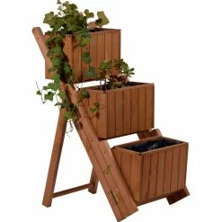 Dobar 29251e Ausklappbare Pflanztreppe Mit 3 Pflanzkästen, Braun, Kiefer -Zipper Geschäft 1938099000 prod 005