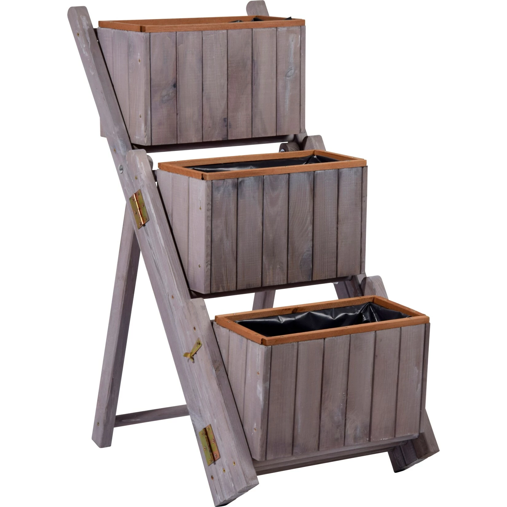 Dobar 29252e Ausklappbare Pflanztreppe Mit 3 Pflanzkästen, Grau, Kiefer 1 Dobar 29252e Ausklappbare Pflanztreppe Mit 3 Pflanzkästen, Grau, Kiefer