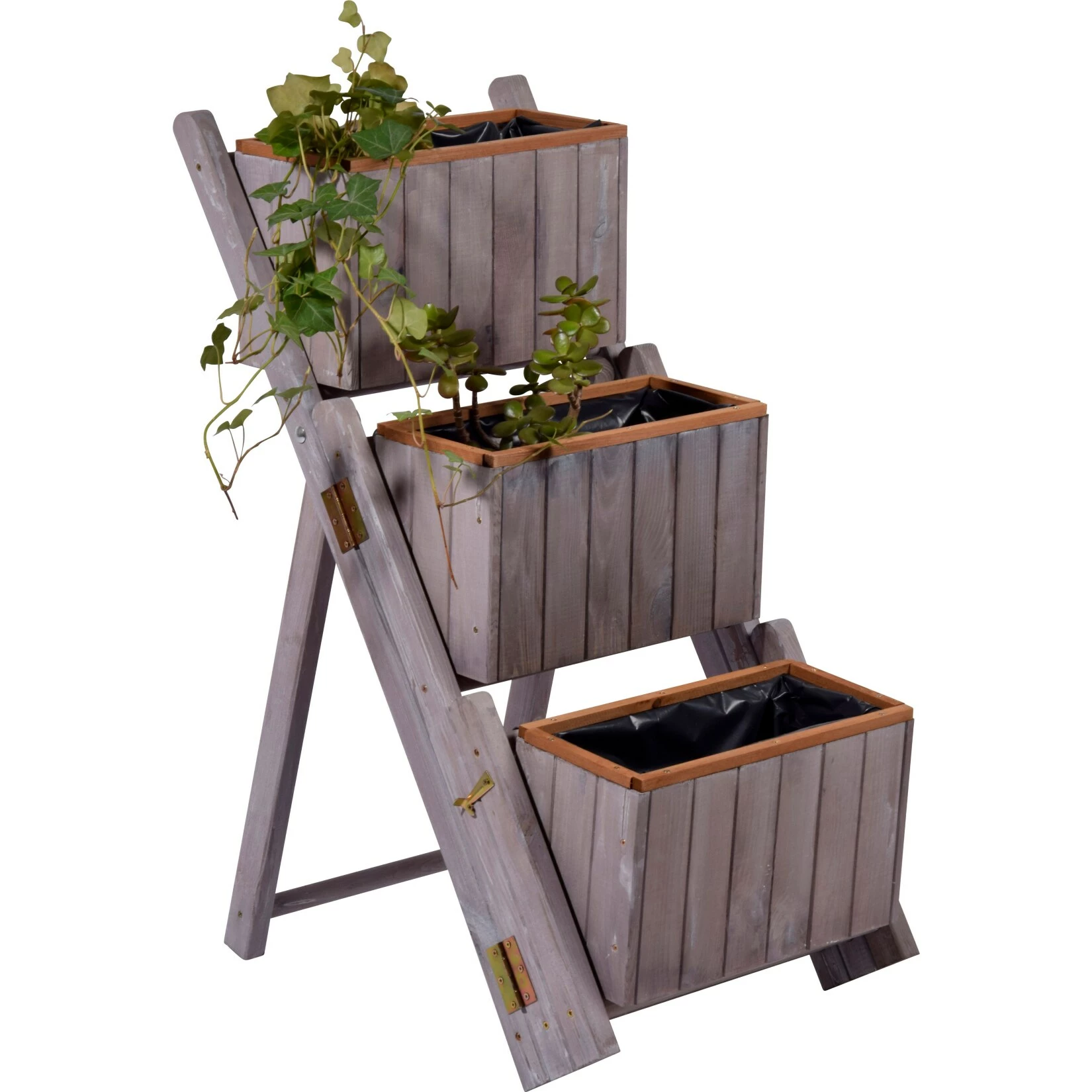 Dobar 29252e Ausklappbare Pflanztreppe Mit 3 Pflanzkästen, Grau, Kiefer 5 Dobar 29252e Ausklappbare Pflanztreppe Mit 3 Pflanzkästen, Grau, Kiefer – Bild 5