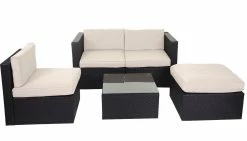Poly-Rattan-Garnitur MCW-D28, Gartengarnitur Sofa Set ~ Braun, Polster Creme Ohne Deko-Kissen/Abdeckung -Zipper Geschäft 1974978001 prod 003