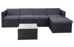 Poly-Rattan-Garnitur MCW-D24, Garten-/Lounge-Set Sofa ~ Anthrazit, Polster Dunkelgrau -Zipper Geschäft 1974979003 prod 003