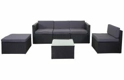 Poly-Rattan-Garnitur MCW-D24, Garten-/Lounge-Set Sofa ~ Anthrazit, Polster Dunkelgrau -Zipper Geschäft 1974979003 prod 004