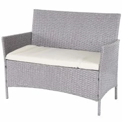 MCW 2-1-1 Poly-Rattan Garten-Garnitur Hamar, Sitzgruppe Lounge-Set Sofa ~ Grau, Kissen Creme -Zipper Geschäft 1975237005 prod 003
