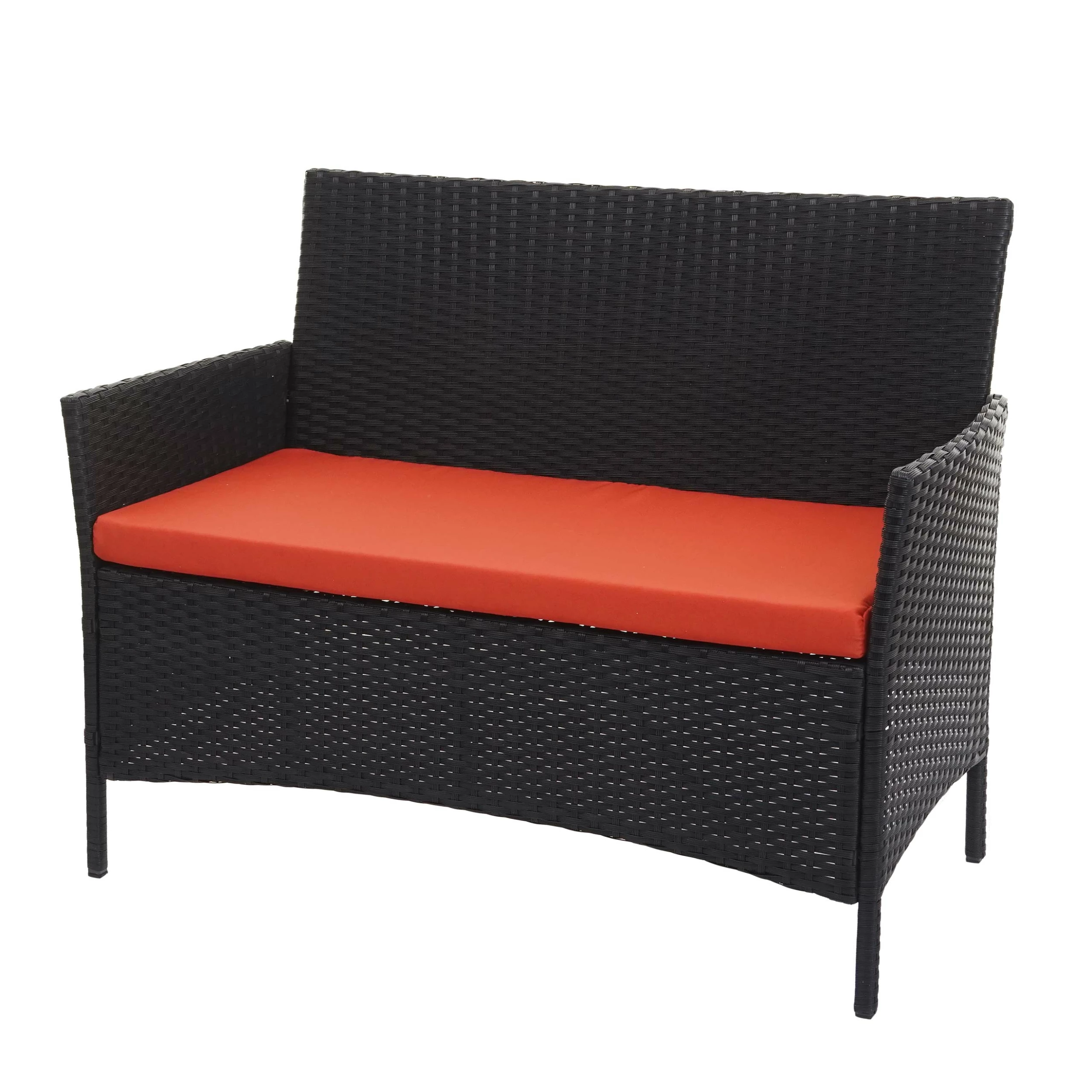 MCW Poly-Rattan Gartenbank Hamar, Sitzbank Bank ~ Schwarz, Kissen Terracotta 1 MCW Poly-Rattan Gartenbank Hamar, Sitzbank Bank ~ Schwarz, Kissen Terracotta