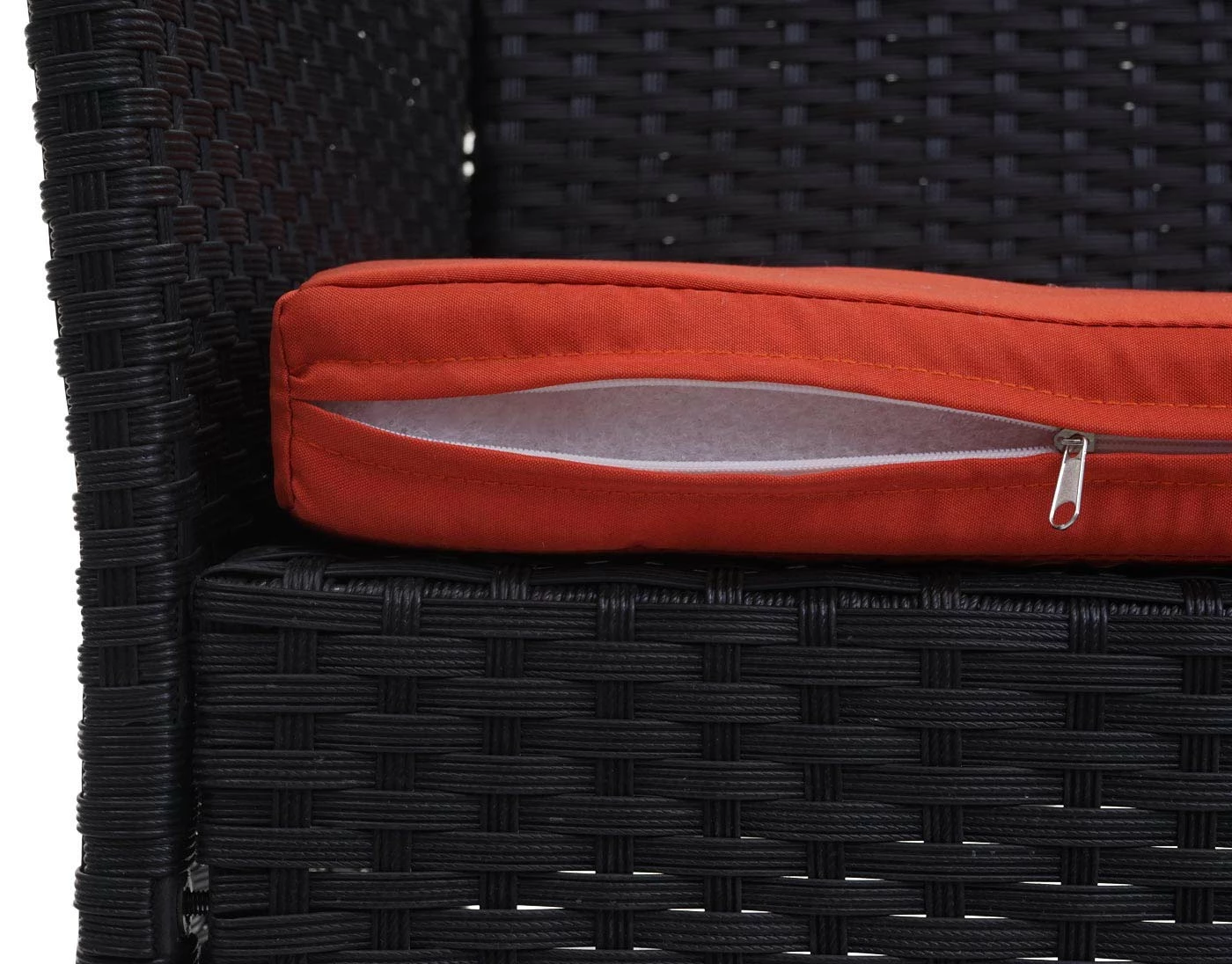 MCW Poly-Rattan Gartenbank Hamar, Sitzbank Bank ~ Schwarz, Kissen Terracotta 5 MCW Poly-Rattan Gartenbank Hamar, Sitzbank Bank ~ Schwarz, Kissen Terracotta – Bild 5