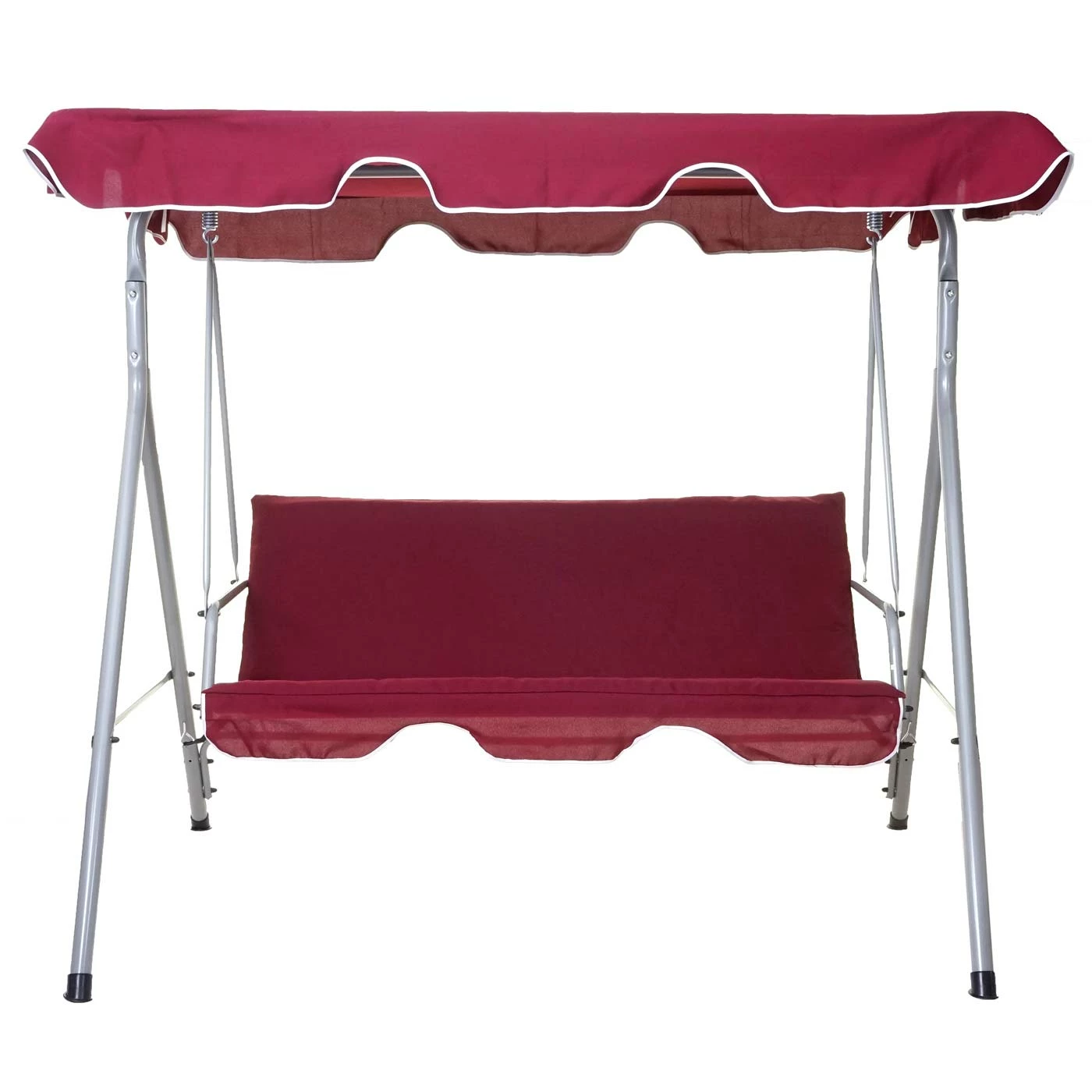 Hollywoodschaukel MCW-D61, Gartenschaukel Hängeschaukel Bank, 3-Sitzer UV 50+ Verstellbares Dach 197x185cm ~ Bordeaux 3 Hollywoodschaukel MCW-D61, Gartenschaukel Hängeschaukel Bank, 3-Sitzer UV 50+ Verstellbares Dach 197x185cm ~ Bordeaux – Bild 3