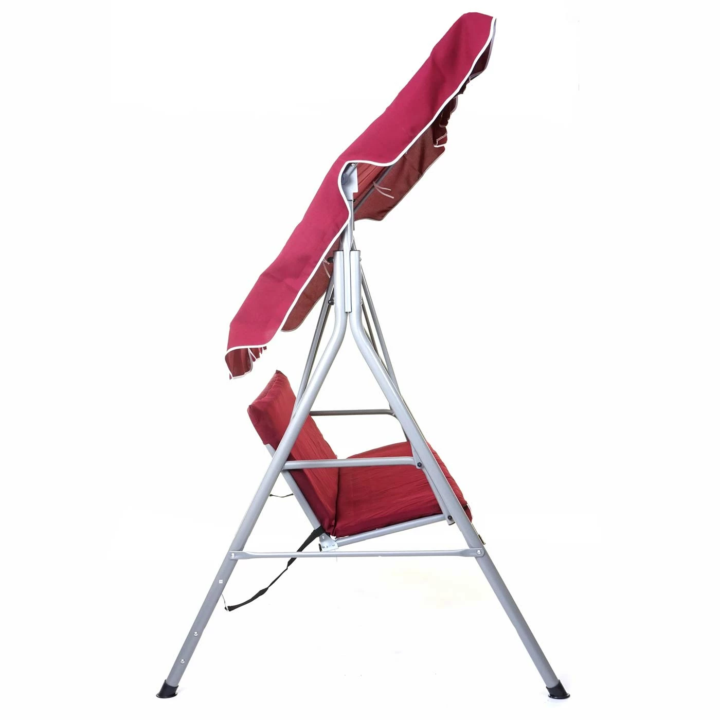 Hollywoodschaukel MCW-D61, Gartenschaukel Hängeschaukel Bank, 3-Sitzer UV 50+ Verstellbares Dach 197x185cm ~ Bordeaux 5 Hollywoodschaukel MCW-D61, Gartenschaukel Hängeschaukel Bank, 3-Sitzer UV 50+ Verstellbares Dach 197x185cm ~ Bordeaux – Bild 5