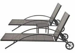 2er-Set Sonnenliege MCW-E27, Relaxliege Gartenliege, Poly-Rattan ~ Braun, Kissen Creme-beige -Zipper Geschäft 2103701002 prod 003