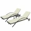 2er-Set Sonnenliege MCW-E27, Relaxliege Gartenliege, Poly-Rattan ~ Schwarz, Kissen Creme-beige