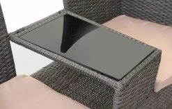 Poly-Rattan Sitzbank Mit Tisch MCW-E24, Gartenbank Sitzgruppe Gartensofa, 132cm ~ Grau, Kissen Creme -Zipper Geschäft 2103705004 prod 004