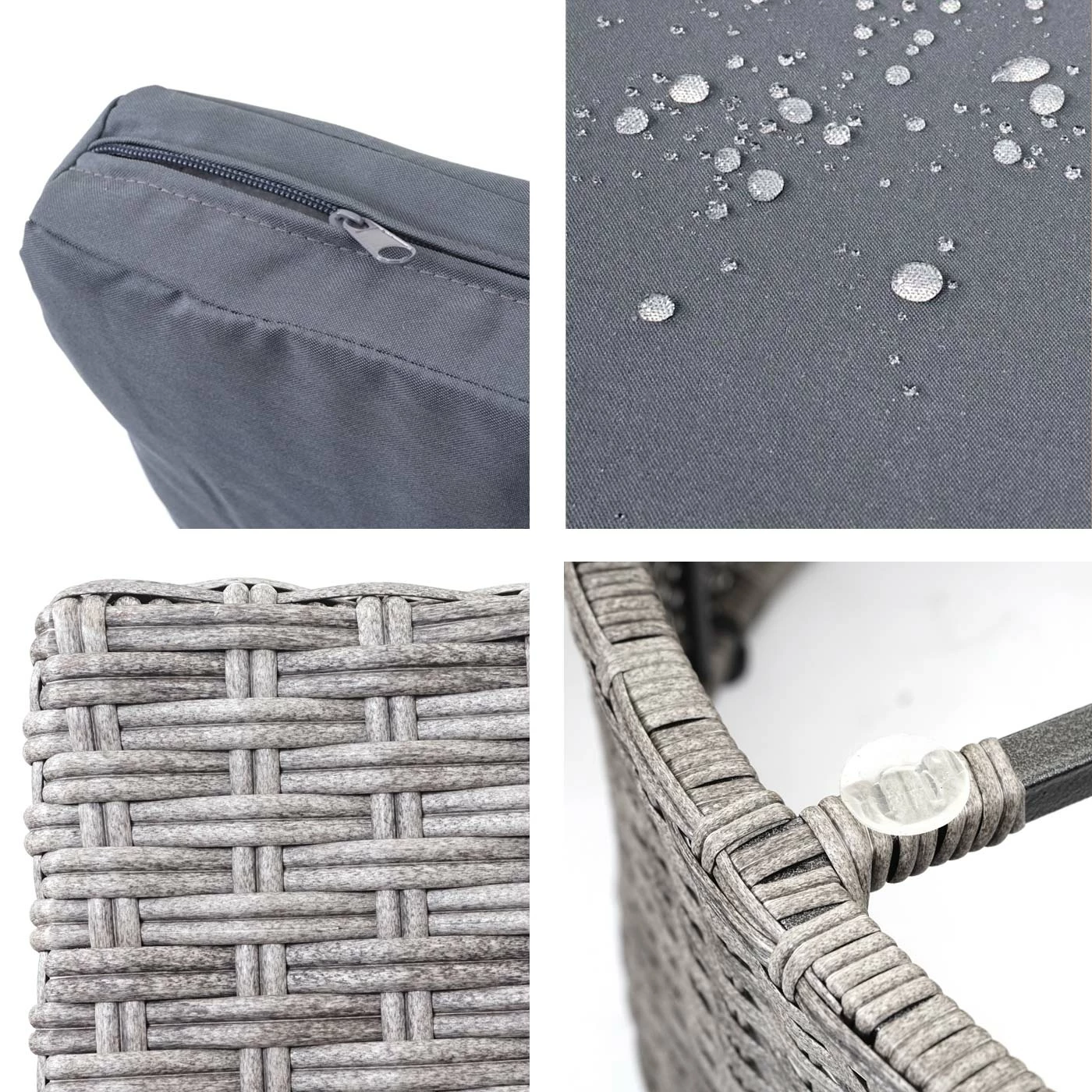 Poly-Rattan Garnitur Rund MCW-E17, Garten-Set Sitzgruppe ~ Grau, Polster Dunkelgrau, Kissen Beige 4 Poly-Rattan Garnitur Rund MCW-E17, Garten-Set Sitzgruppe ~ Grau, Polster Dunkelgrau, Kissen Beige – Bild 4