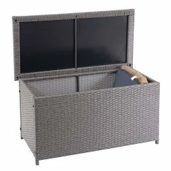 Poly-Rattan Kissenbox MCW-D88, Gartentruhe Auflagenbox Truhe ~ Basic Grau, 51x115x59cm 250l