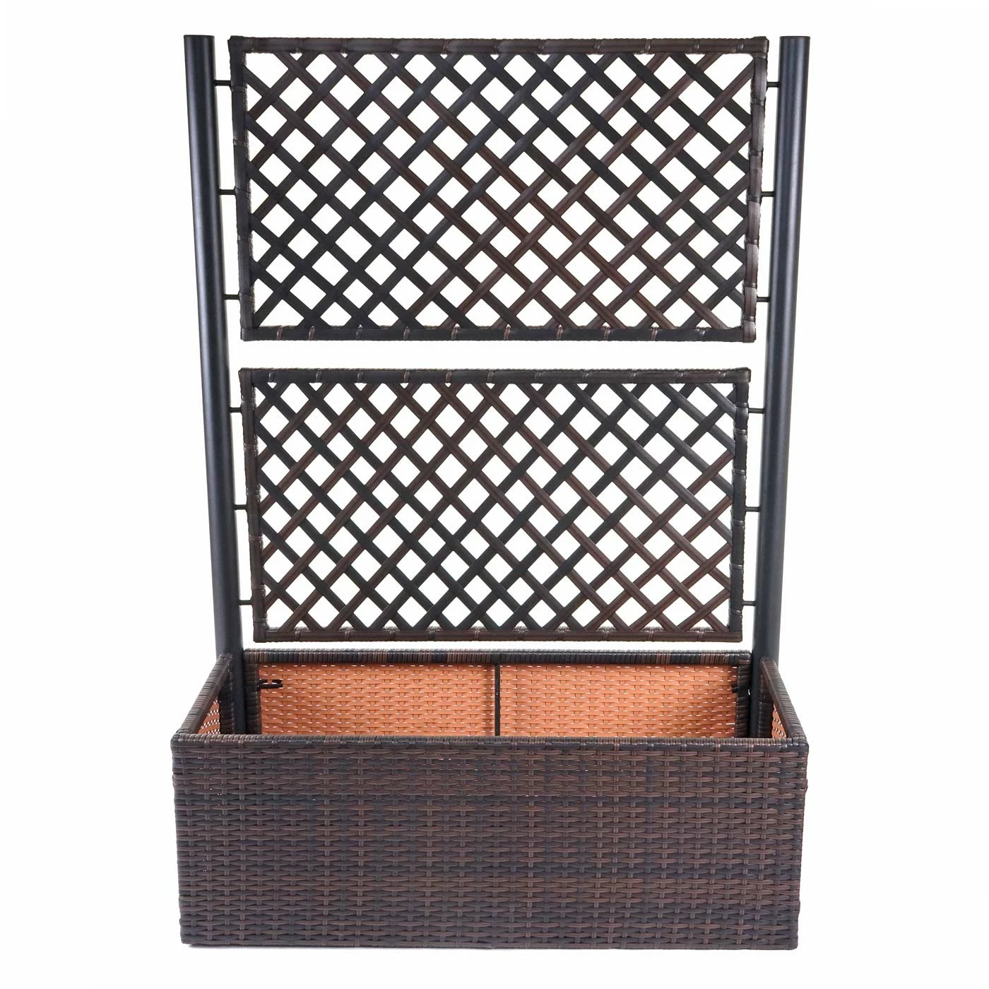 Poly-Rattan Rankgitter MCW-D76, Pflanzkasten Rankhilfe, 142x100x43cm ~ Braun 2 Poly-Rattan Rankgitter MCW-D76, Pflanzkasten Rankhilfe, 142x100x43cm ~ Braun – Bild 2
