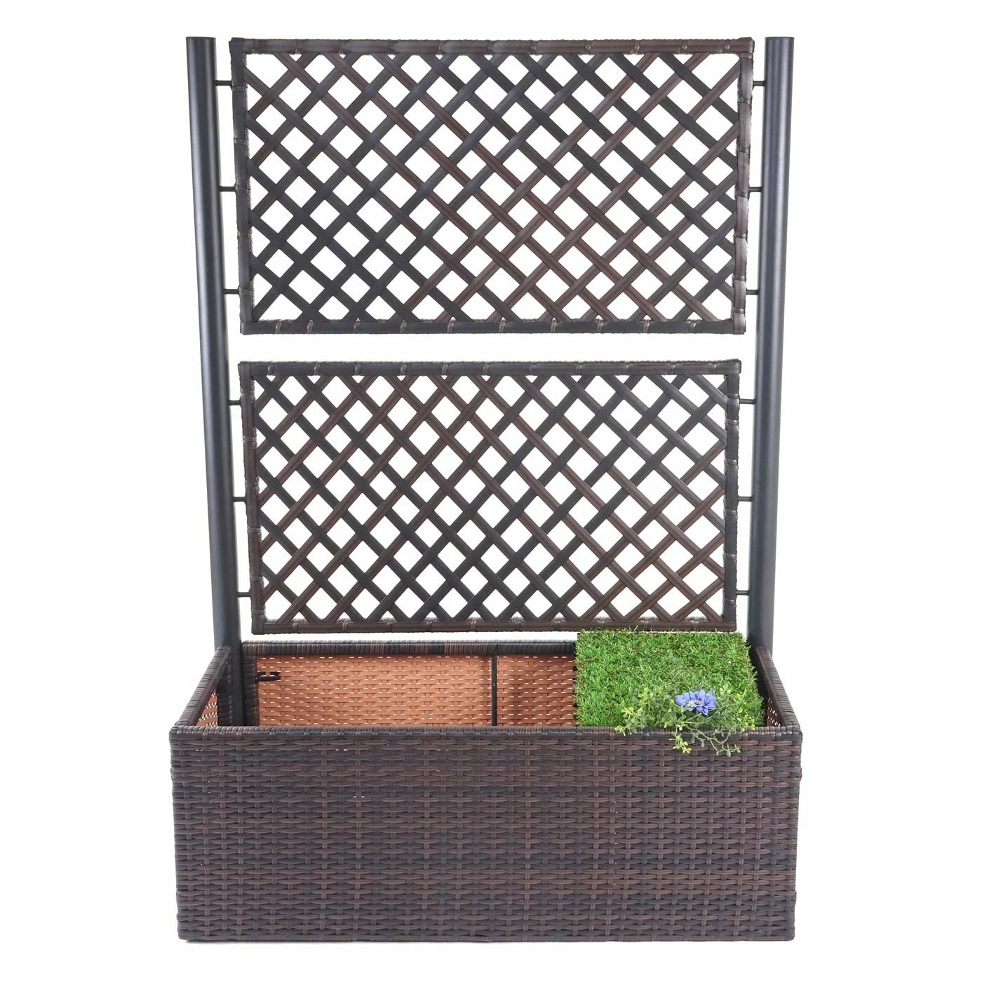 Poly-Rattan Rankgitter MCW-D76, Pflanzkasten Rankhilfe, 142x100x43cm ~ Braun 3 Poly-Rattan Rankgitter MCW-D76, Pflanzkasten Rankhilfe, 142x100x43cm ~ Braun – Bild 3