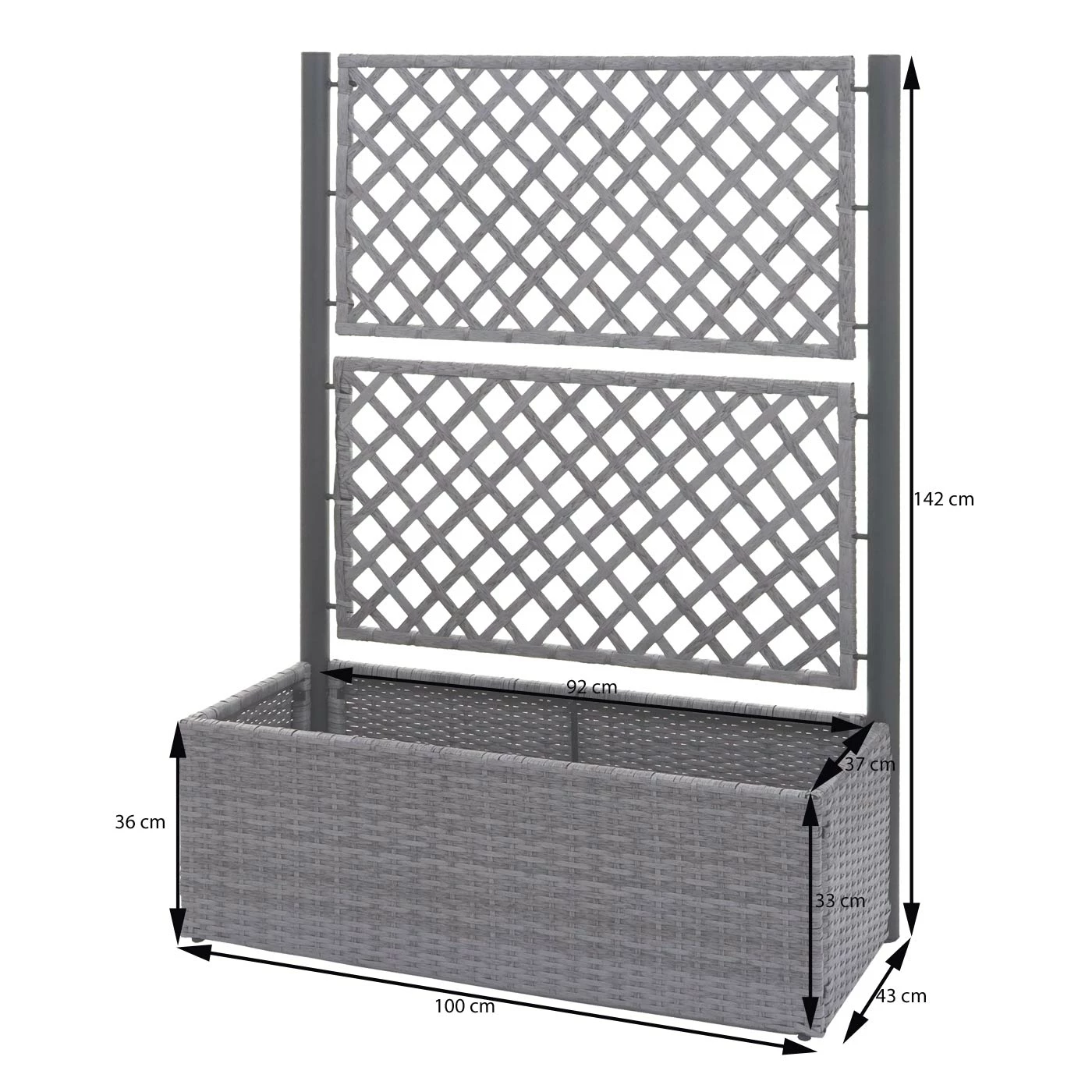 Poly-Rattan Rankgitter MCW-D76, Pflanzkasten Rankhilfe, 142x100x43cm ~ Braun 6 Poly-Rattan Rankgitter MCW-D76, Pflanzkasten Rankhilfe, 142x100x43cm ~ Braun – Bild 6
