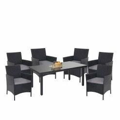 MCW Poly-Rattan-Garnitur Hamar, Gartenmöbel Balkon-Set Sitzgarnitur ~ Anthrazit, Kissen Anthrazit