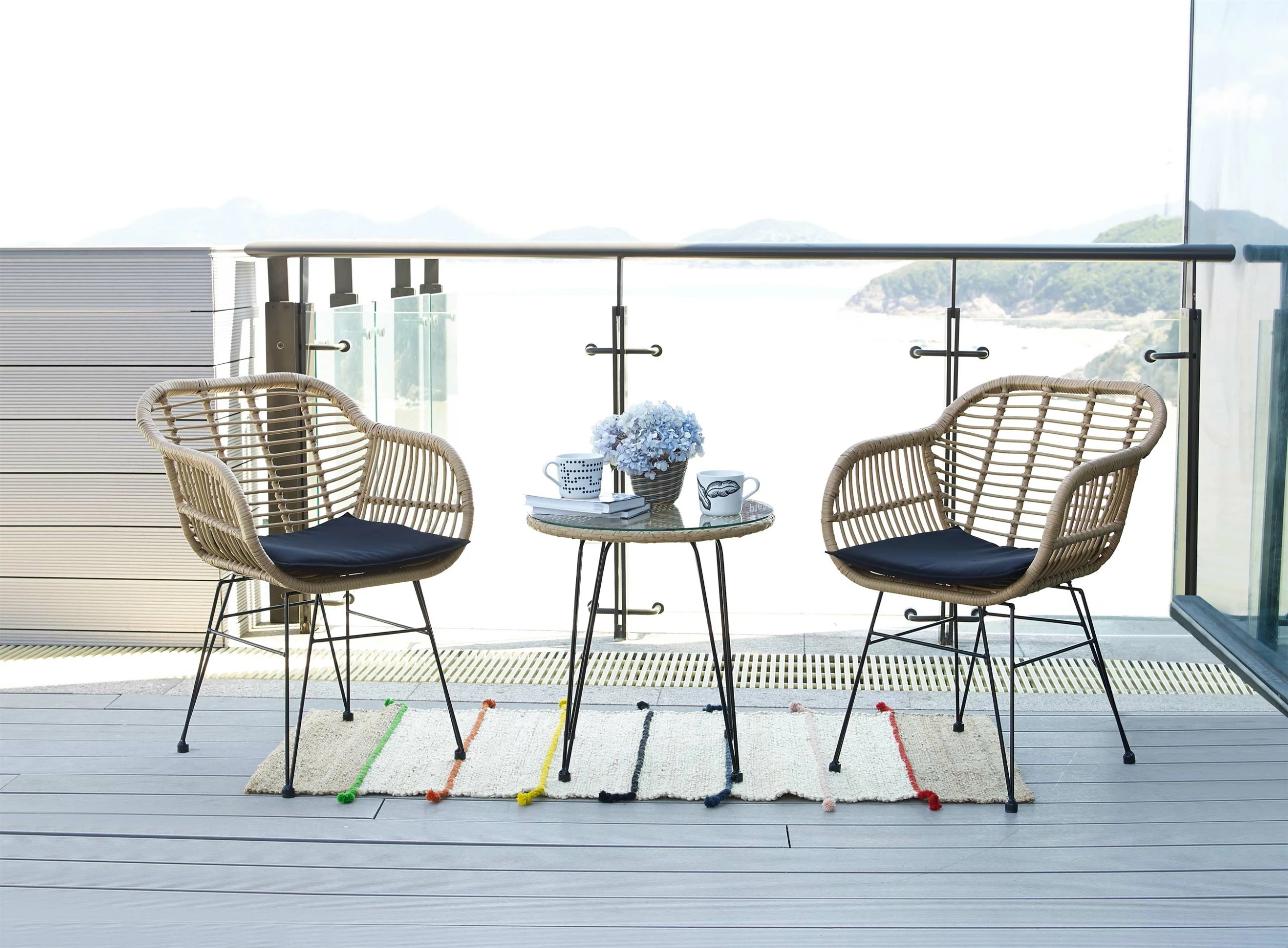 Poly-Rattan Garnitur MCW-G17, Balkon-Set Gartengarnitur Sitzgruppe Stuhl, Seil ~ Naturfarben, Kissen Anthrazit 1 Poly-Rattan Garnitur MCW-G17, Balkon-Set Gartengarnitur Sitzgruppe Stuhl, Seil ~ Naturfarben, Kissen Anthrazit