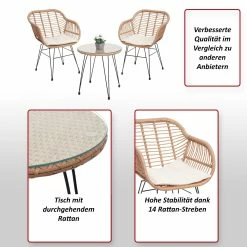 Poly-Rattan Garnitur MCW-G17, Balkon-Set Gartengarnitur Sitzgruppe Stuhl, Seil ~ Naturfarben, Kissen Anthrazit 7 Poly-Rattan Garnitur MCW-G17, Balkon-Set Gartengarnitur Sitzgruppe Stuhl, Seil ~ Naturfarben, Kissen Anthrazit -Zipper Geschäft 2165598000 prod 002