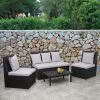 Poly-Rattan Garnitur MCW-G16, Garten-/Lounge-Set, Gastronomie 2er Sofa 2xSessel Couchtisch ~ Schwarz, Kissen Hellgrau