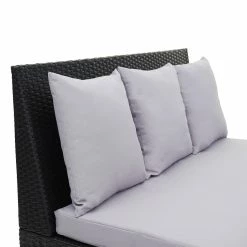 Poly-Rattan Garnitur MCW-G16, Garten-/Lounge-Set, Gastronomie 2er Sofa 2xSessel Couchtisch ~ Schwarz, Kissen Hellgrau -Zipper Geschäft 2165605001 prod 005