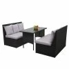 Poly-Rattan Garnitur MCW-G16, Garten-/Lounge-Set Sitzgruppe, Gastronomie 2x2er Sofa Tisch ~ Schwarz, Kissen Hellgrau