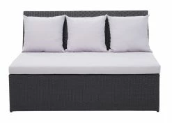 Poly-Rattan Garnitur MCW-G16, Garten-/Lounge-Set Sitzgruppe, Gastronomie 2x2er Sofa Tisch ~ Schwarz, Kissen Hellgrau -Zipper Geschäft 2165610000 prod 006
