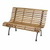 Gartenbank MCW-F97, Sitzbank Parkbank Holzbank, 3-Sitzer Gusseisen Holz 160cm 26kg ~ Hellbraun