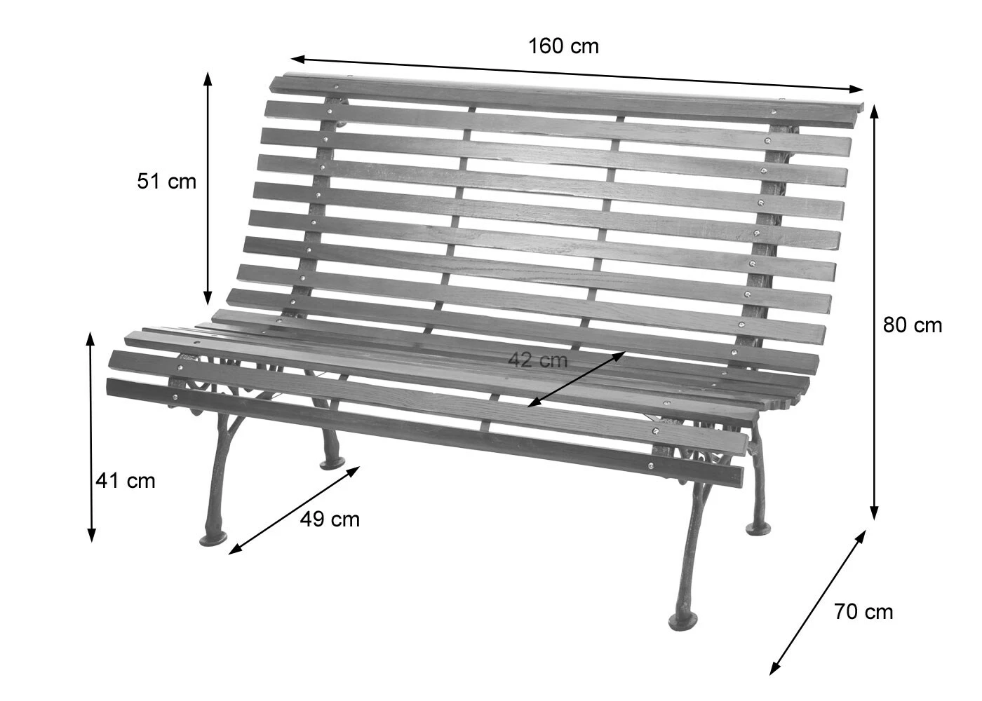 Gartenbank MCW-F97, Sitzbank Parkbank Holzbank, 3-Sitzer Gusseisen Holz 160cm 26kg ~ Hellbraun 2 Gartenbank MCW-F97, Sitzbank Parkbank Holzbank, 3-Sitzer Gusseisen Holz 160cm 26kg ~ Hellbraun – Bild 2