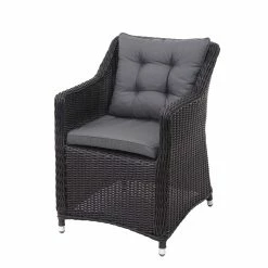 Poly-Rattan Garnitur MCW-F51, Garten-/Lounge-Set Sitzgruppe Tisch+4xStuhl, Rundes Rattan Anthrazit Kissen Dunkelgrau -Zipper Geschäft 2165653000 prod 004