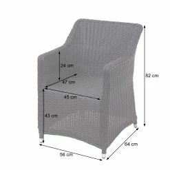 Poly-Rattan Garnitur MCW-F51, Garten-/Lounge-Set Sitzgruppe Tisch+4xStuhl, Rundes Rattan Anthrazit Kissen Dunkelgrau -Zipper Geschäft 2165653000 prod 006
