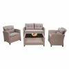 XXL Poly-Rattan Garnitur MCW-F10, Balkon-/Garten-/Lounge-Set Sitzgruppe, Sofa Sessel Mit Kissen Spun Poly ~ Grau-braun