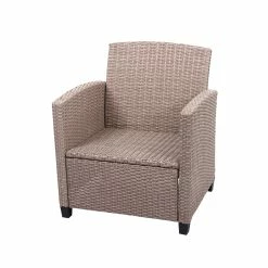 XXL Poly-Rattan Garnitur MCW-F10, Balkon-/Garten-/Lounge-Set Sitzgruppe, Sofa Sessel Mit Kissen Spun Poly ~ Grau-braun -Zipper Geschäft 2165665001 prod 003