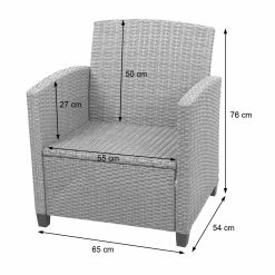 XXL Poly-Rattan Garnitur MCW-F10, Balkon-/Garten-/Lounge-Set Sitzgruppe, Sofa Sessel Mit Kissen Spun Poly ~ Grau-braun -Zipper Geschäft 2165665001 prod 005