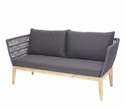 Gartengarnitur MCW-H55, Lounge-Set Sofa Sitzgruppe, Seilgeflecht Massivholz Akazie Spun Poly FSC~ Kissen Dunkelgrau -Zipper Geschäft 2186757001 prod 003