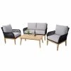 Gartengarnitur MCW-H58, Lounge-Set Sofa Sitzgruppe, Seilgeflecht Massivholz Akazie Spun Poly FSC~ Kissen Hellgrau
