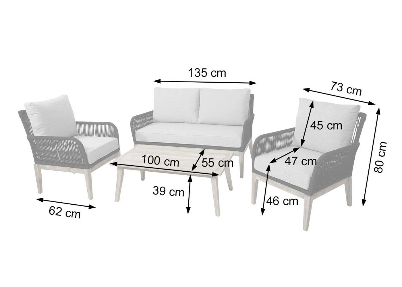 Gartengarnitur MCW-H58, Lounge-Set Sofa Sitzgruppe, Seilgeflecht Massivholz Akazie Spun Poly FSC~ Kissen Hellgrau 2 Gartengarnitur MCW-H58, Lounge-Set Sofa Sitzgruppe, Seilgeflecht Massivholz Akazie Spun Poly FSC~ Kissen Hellgrau – Bild 2