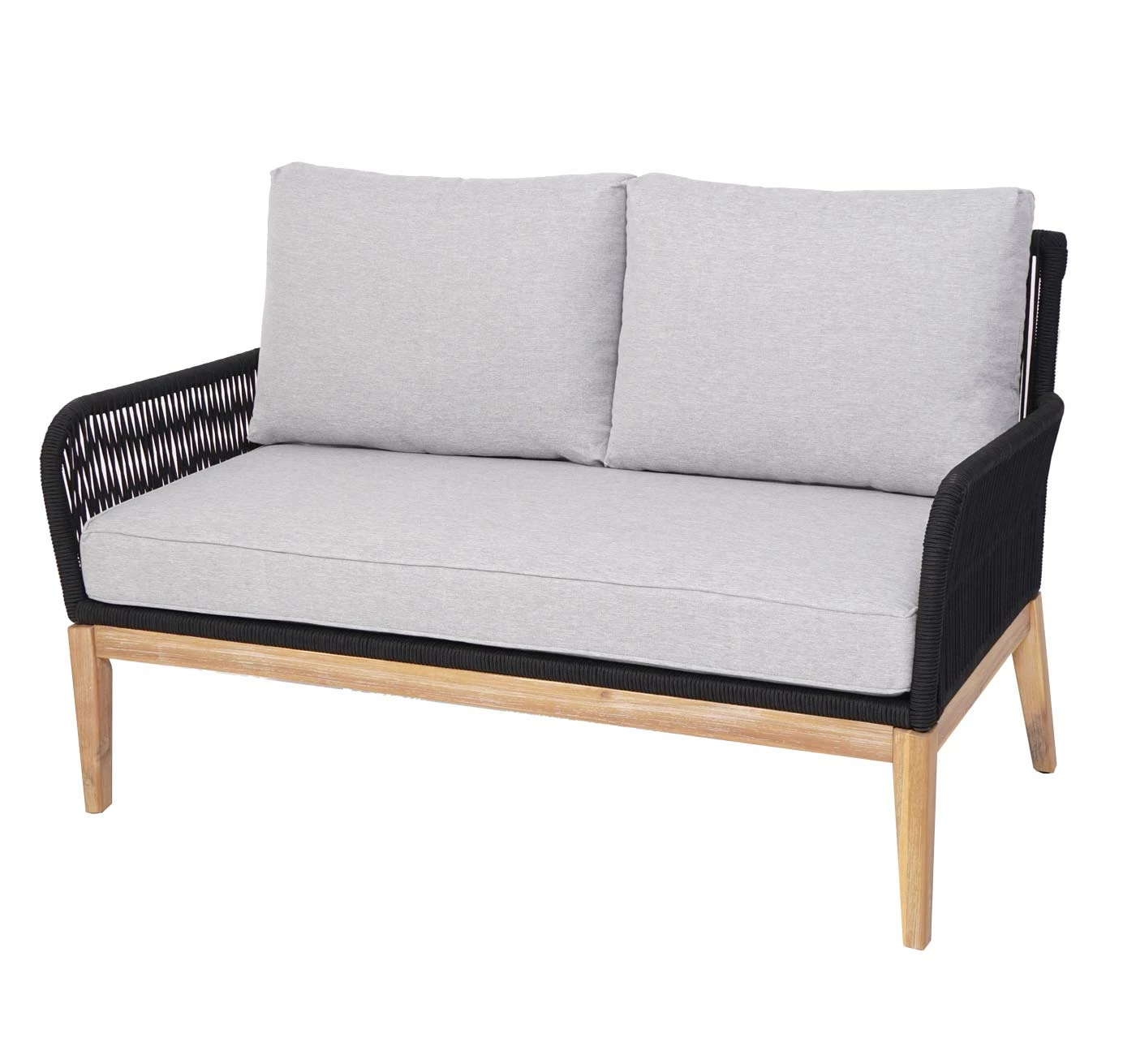 Gartengarnitur MCW-H58, Lounge-Set Sofa Sitzgruppe, Seilgeflecht Massivholz Akazie Spun Poly FSC~ Kissen Hellgrau 3 Gartengarnitur MCW-H58, Lounge-Set Sofa Sitzgruppe, Seilgeflecht Massivholz Akazie Spun Poly FSC~ Kissen Hellgrau – Bild 3