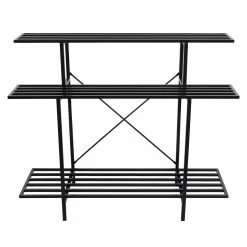 Pflanzenregal MCW-G32, Blumentreppe Blumenständer Pflanzentreppe, 3 Ablagen Stahl Schwarz 100x120x44cm -Zipper Geschäft 2192906000 prod 003