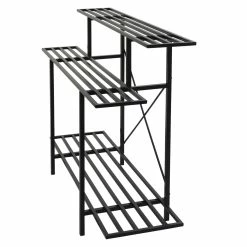 Pflanzenregal MCW-G32, Blumentreppe Blumenständer Pflanzentreppe, 3 Ablagen Stahl Schwarz 100x120x44cm -Zipper Geschäft 2192906000 prod 004