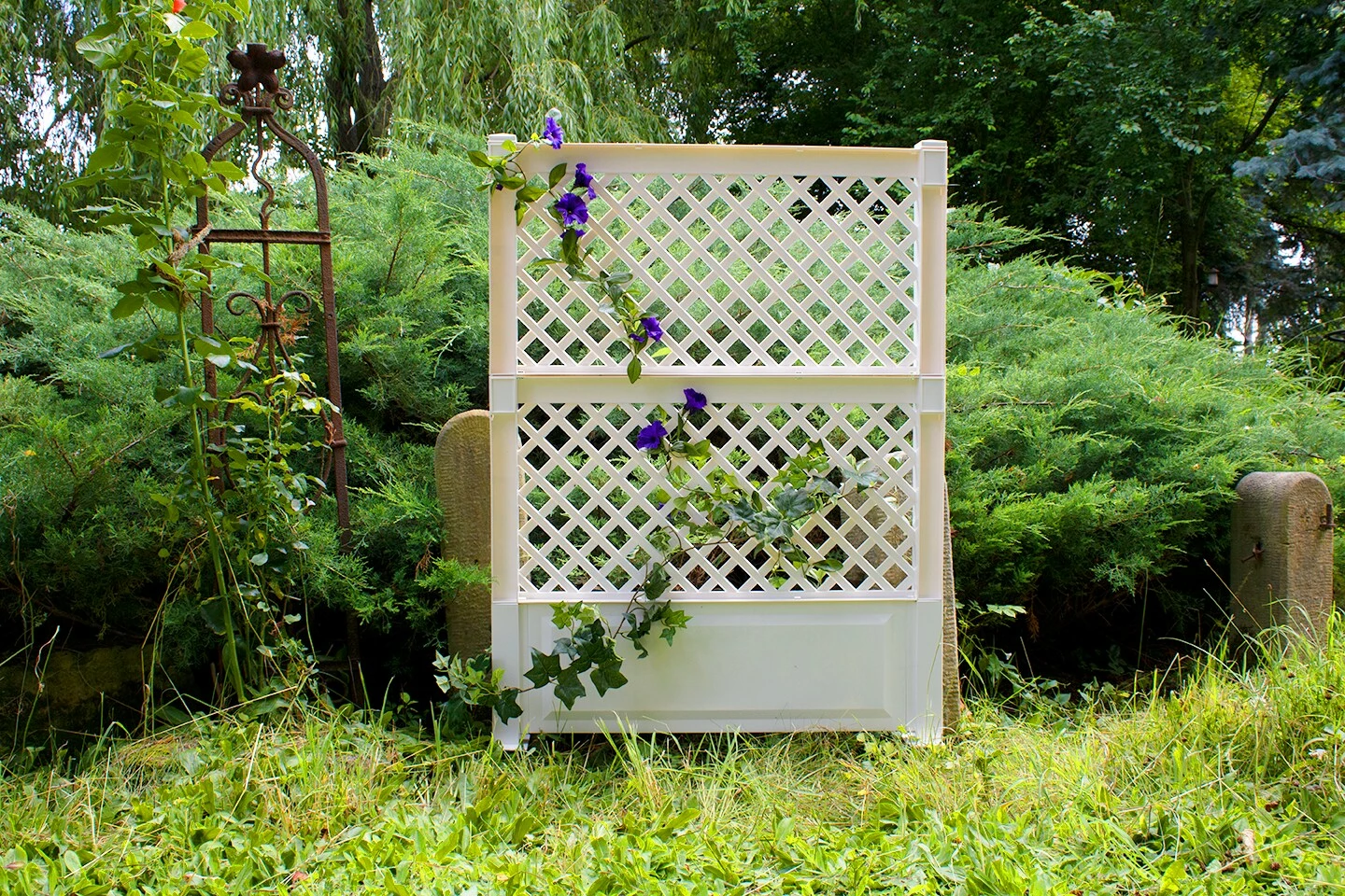 KHW Spalier 100 Cm Mit Erdspieß, Weiß 2 KHW Spalier 100 Cm Mit Erdspieß, Weiß – Bild 2