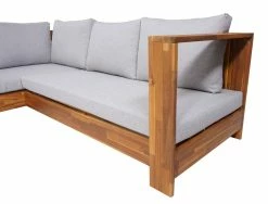 Gartengarnitur MCW-H59, Lounge-Set Sofa Sitzgruppe, Massiv-Holz Akazie Spun Poly FSC-zertifiziert ~ Kissen Hellgrau -Zipper Geschäft 2204649000 prod 003