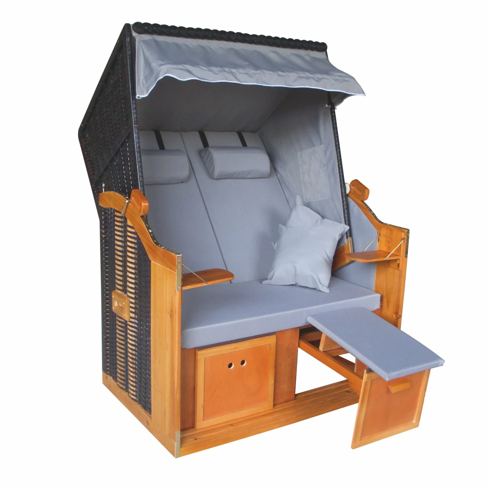 Hoberg Strandkorb 2 Sitzer 120x80x160cm Grau/braun Ohne Rollen 1 Hoberg Strandkorb 2 Sitzer 120x80x160cm Grau/braun Ohne Rollen